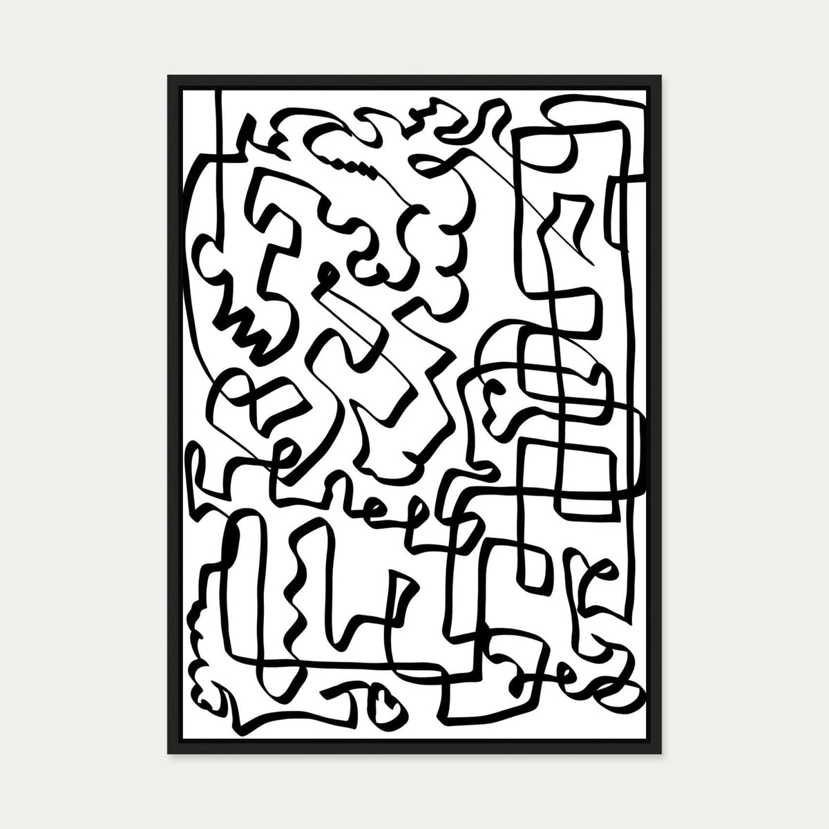 Lines Of The Maze Canvas Art — 50 x 70 cm — Black Frame