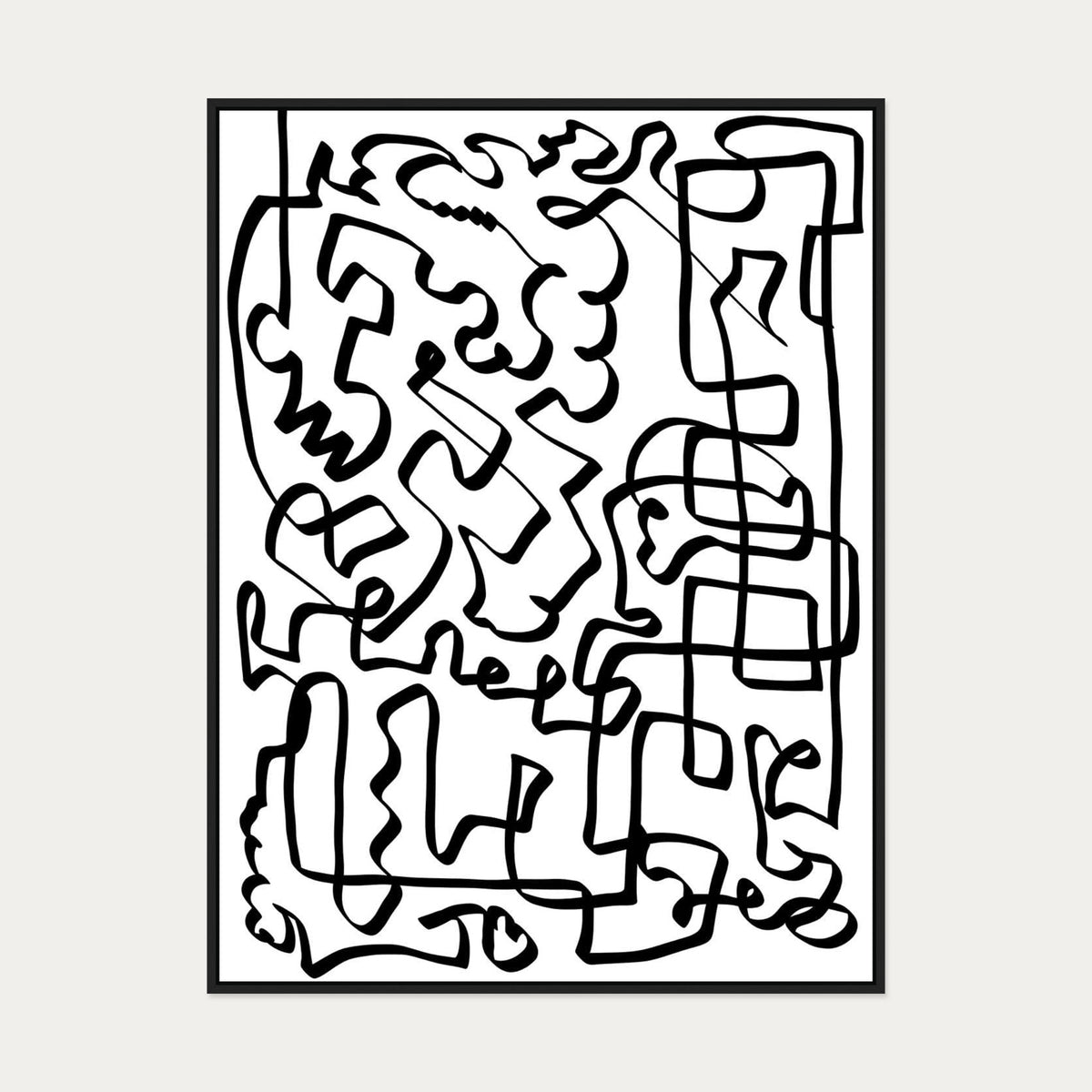 Lines Of The Maze Canvas Art — 90 x 120 cm — Black Frame