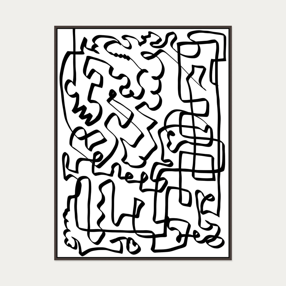 Lines Of The Maze Canvas Art — 90 x 120 cm — Brown Frame