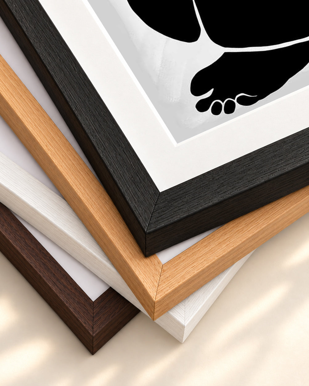 Lino Nude Figure Line Art Print — framed print corner with 5 cm mount and bevel