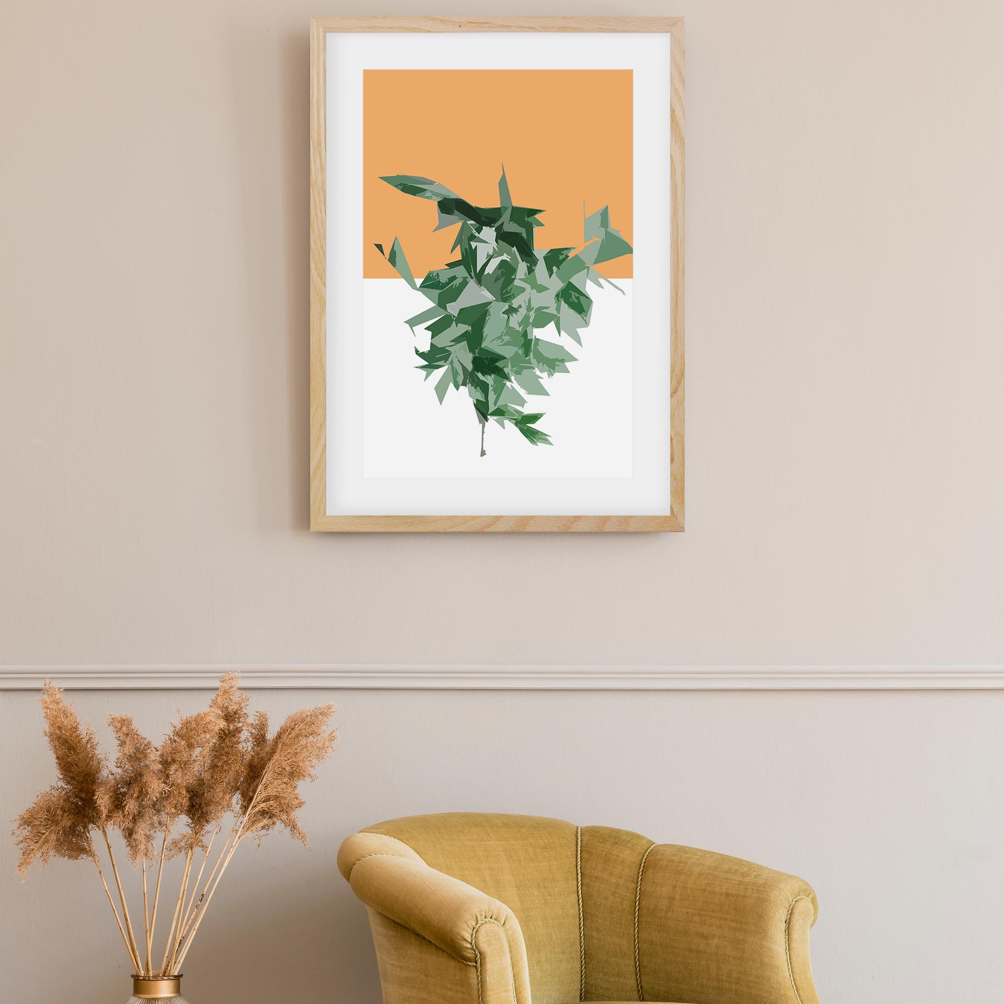 Green White Orange Framed Art