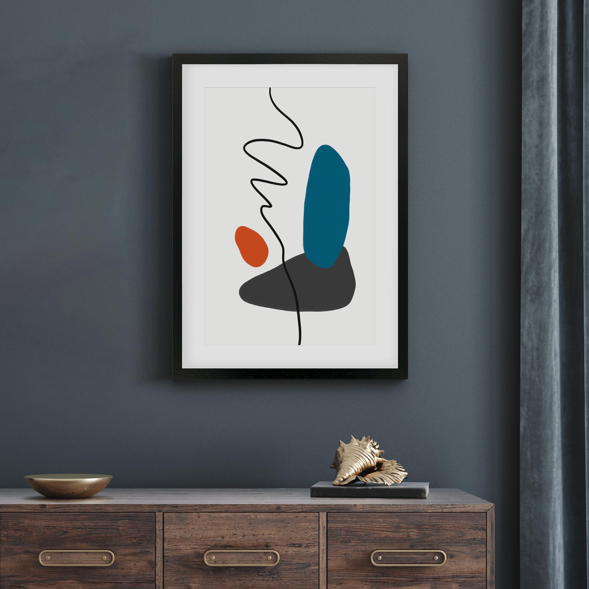 Modern Shapes With Line Framed Art