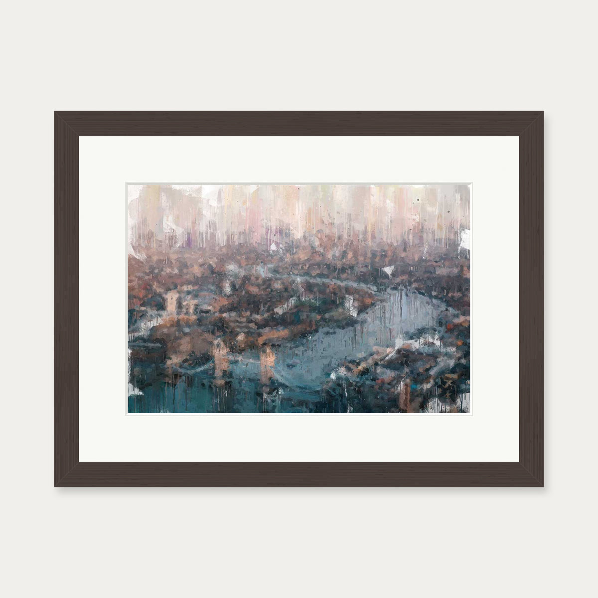 London Impressionist Painting Art Print — 30 x 40 cm — Brown Frame