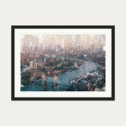 London Impressionist Painting Art Print — 50 x 70 cm — Black Frame