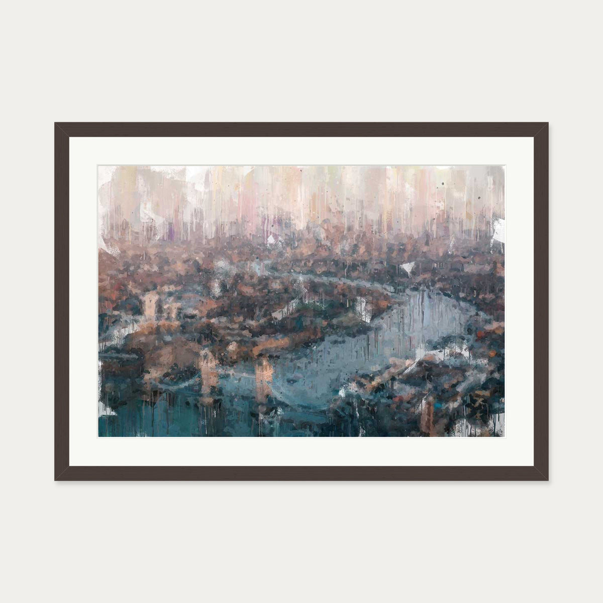 London Impressionist Painting Art Print — 50 x 70 cm — Brown Frame