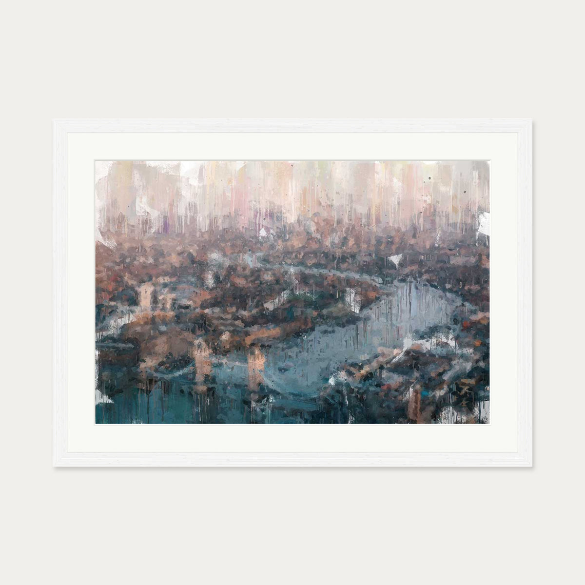 London Impressionist Painting Art Print — 50 x 70 cm — White Frame