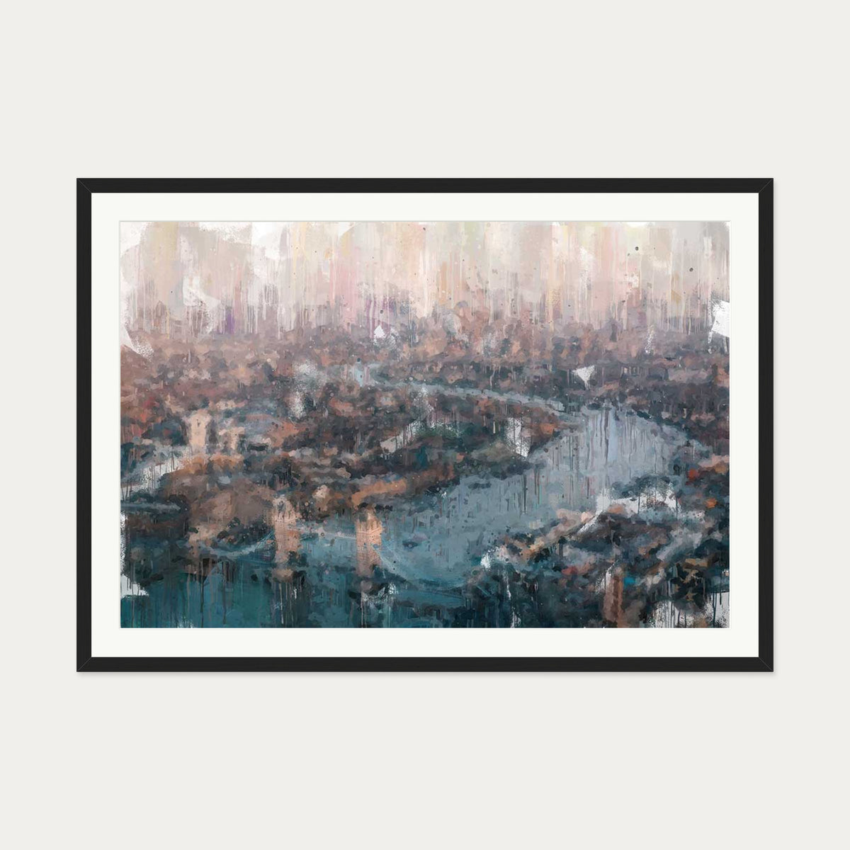 London Impressionist Painting Art Print — 70 x 100 cm — Black Frame