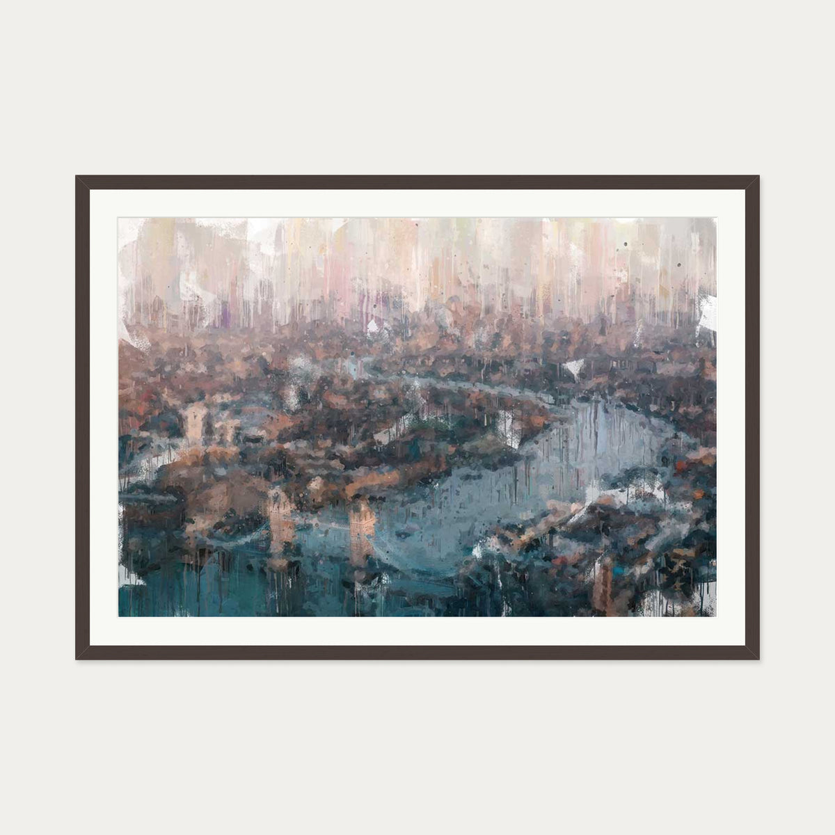 London Impressionist Painting Art Print — 70 x 100 cm — Brown Frame