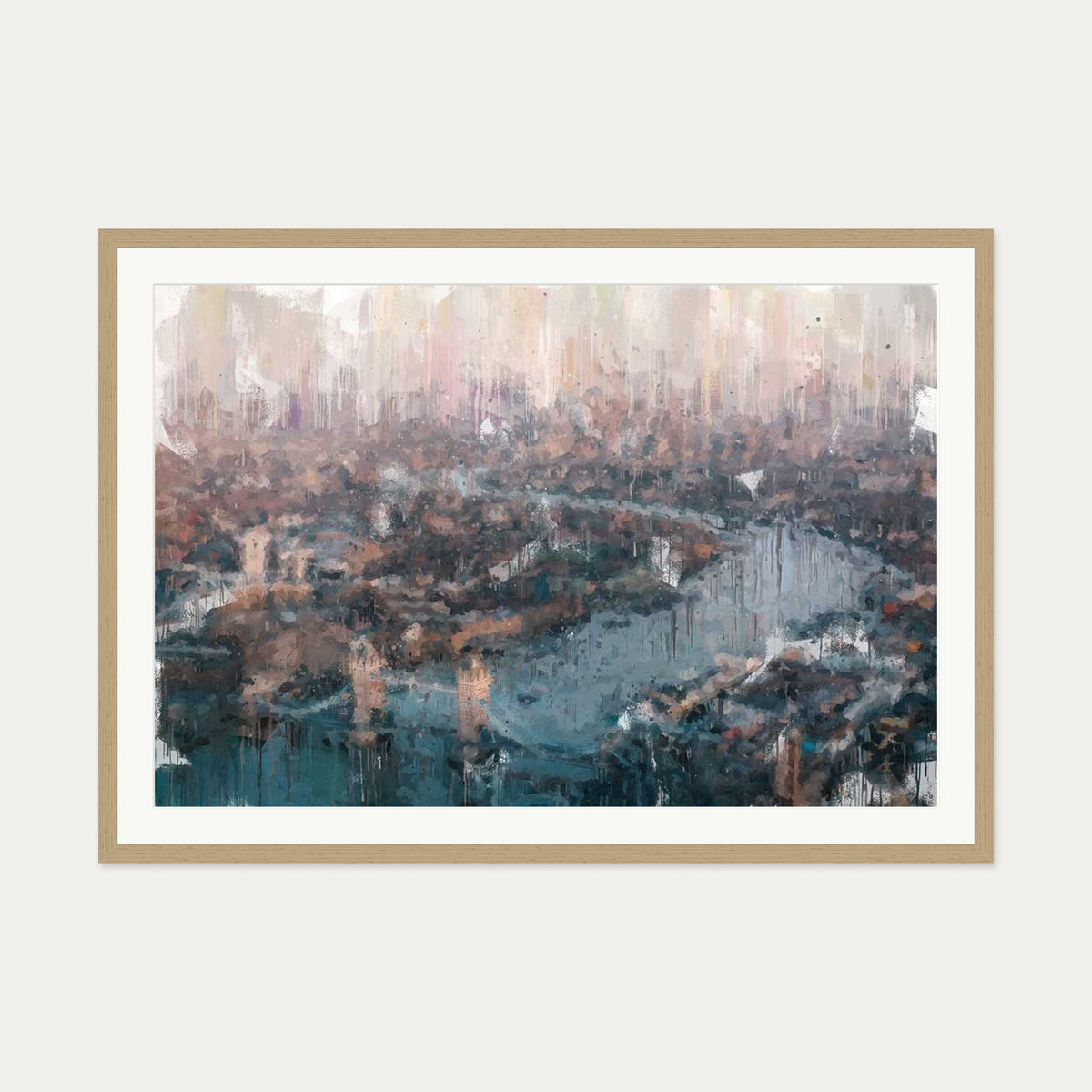 London Impressionist Painting Art Print — 70 x 100 cm — Oak Frame
