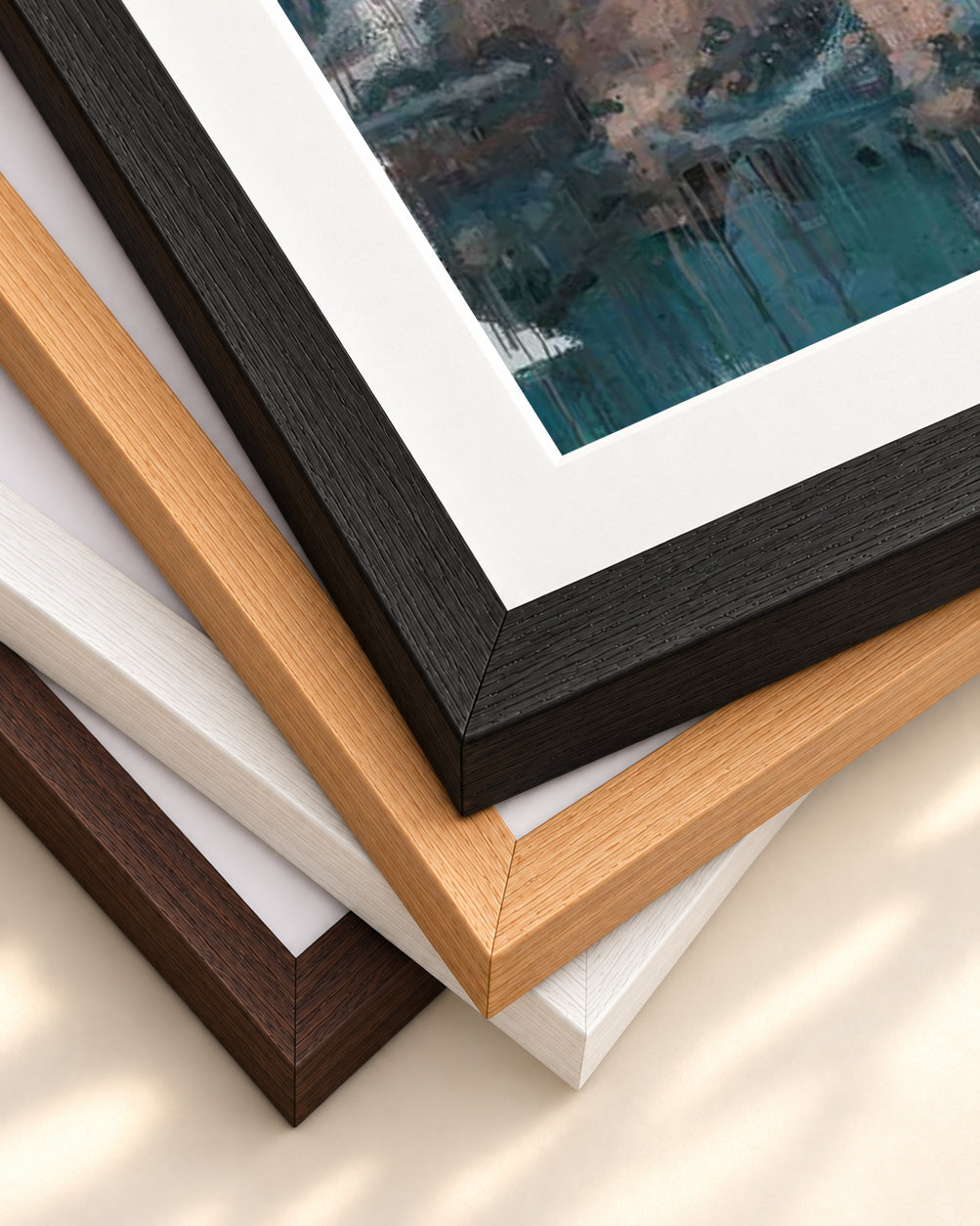 London Impressionist Painting Art Print — framed print corner with 5 cm mount and bevel