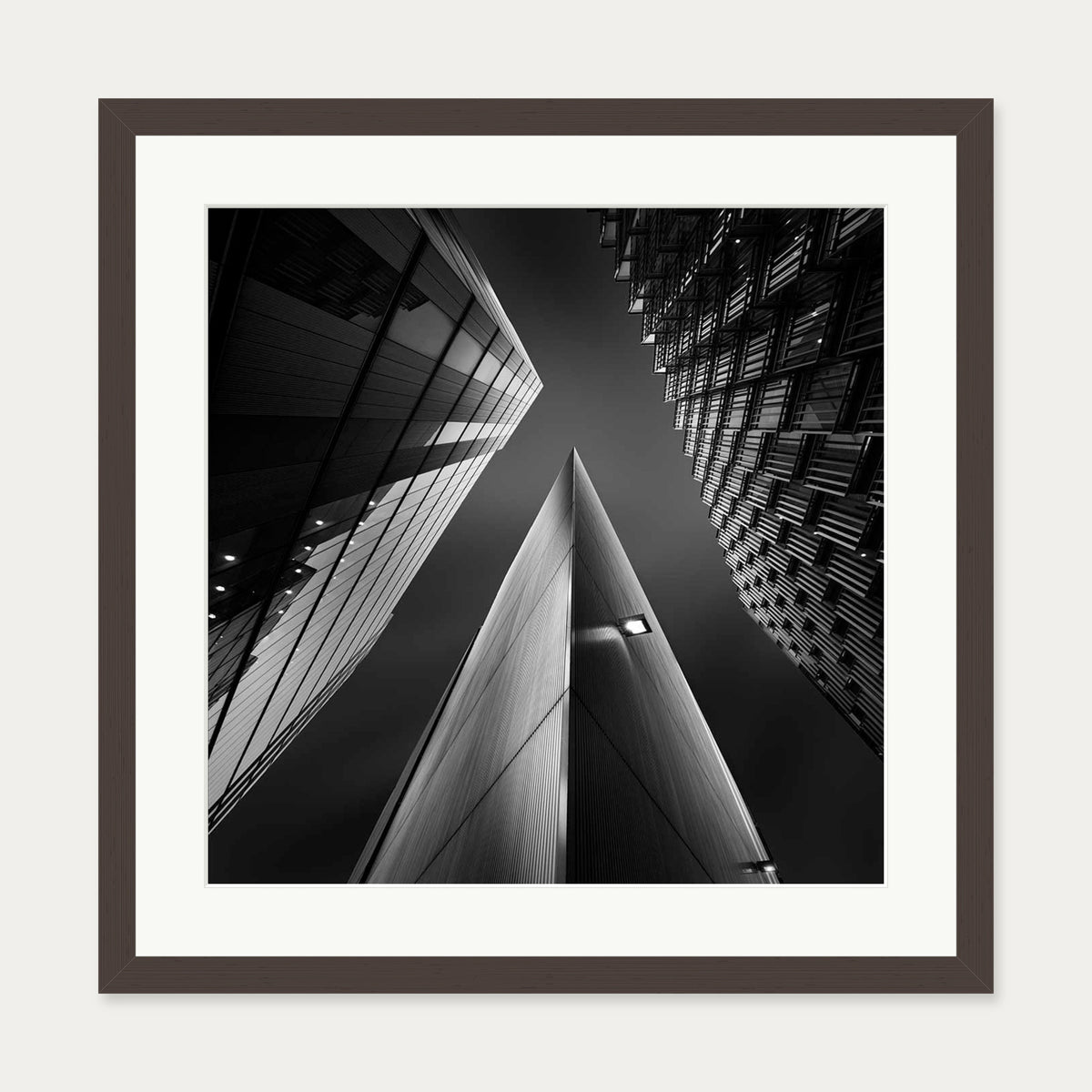 London Sky Wall Art Print — 50 x 50 cm — Brown Frame
