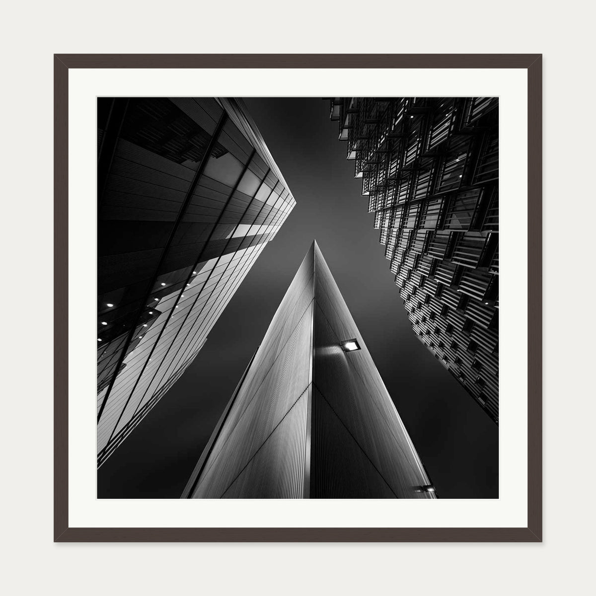 London Sky Wall Art Print — 70 x 70 cm — Brown Frame
