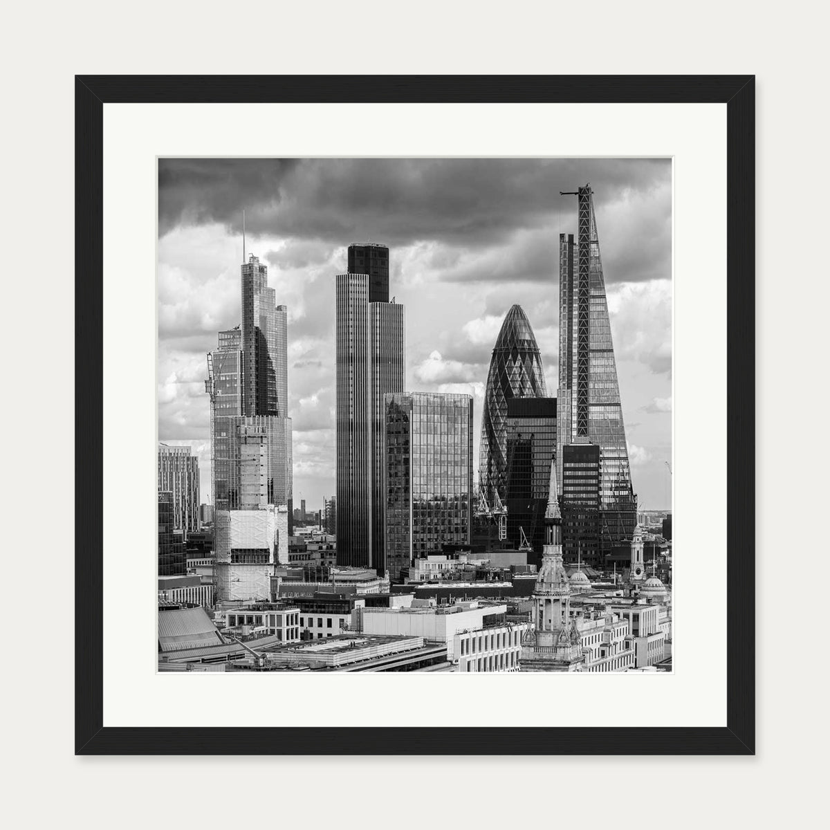 London Skyline Wall Art Print — 50 x 50 cm — Black Frame
