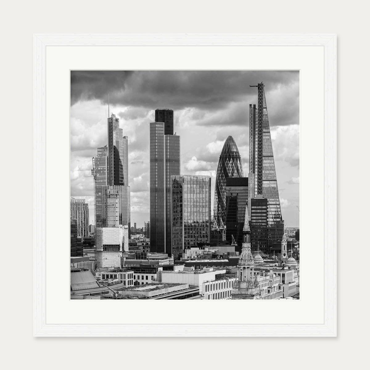 London Skyline Wall Art Print — 50 x 50 cm — White Frame