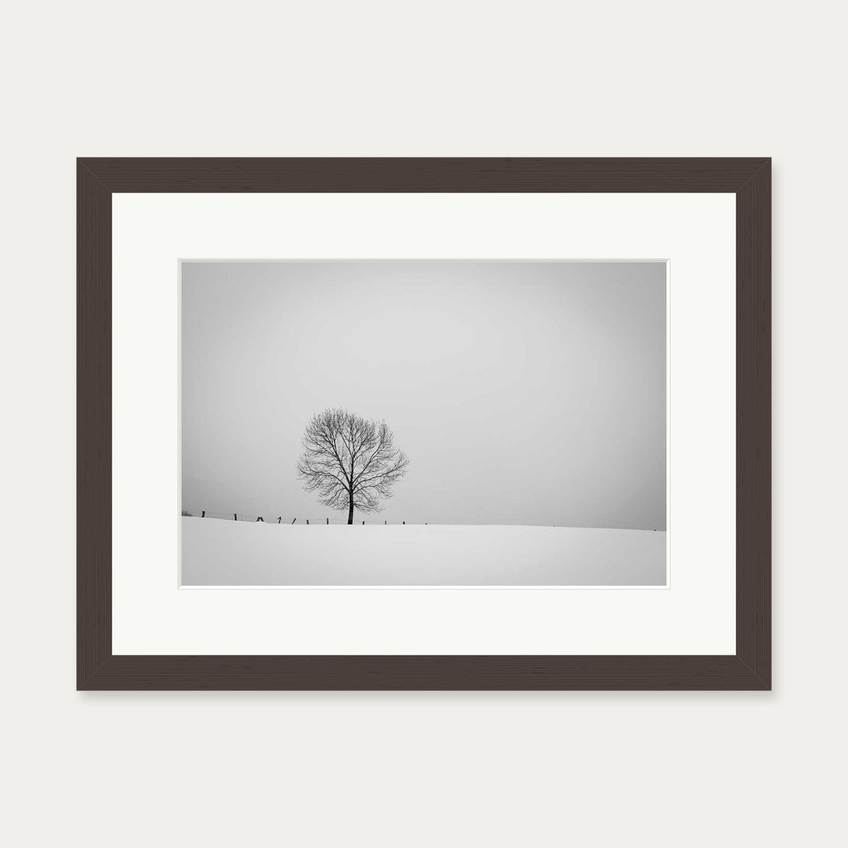Lone Tree Art Print — 30 x 40 cm — Brown Frame