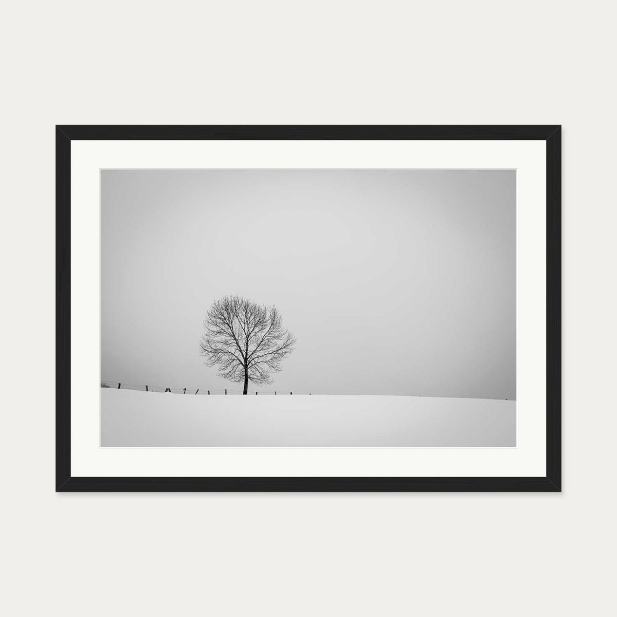 Lone Tree Art Print — 50 x 70 cm — Black Frame