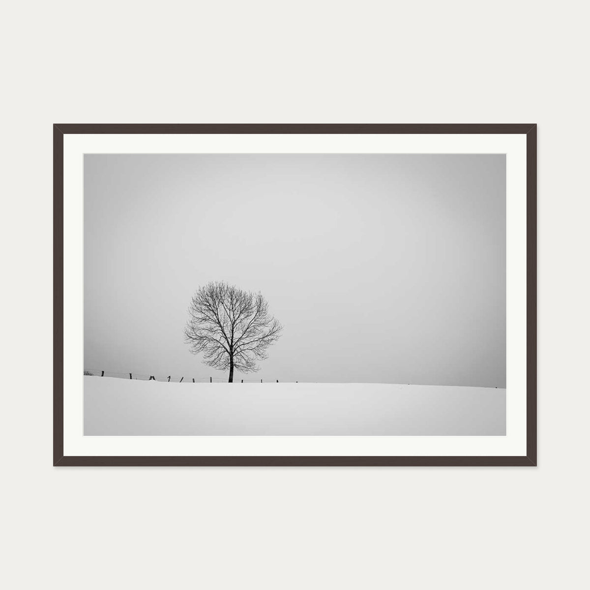 Lone Tree Art Print — 70 x 100 cm — Brown Frame
