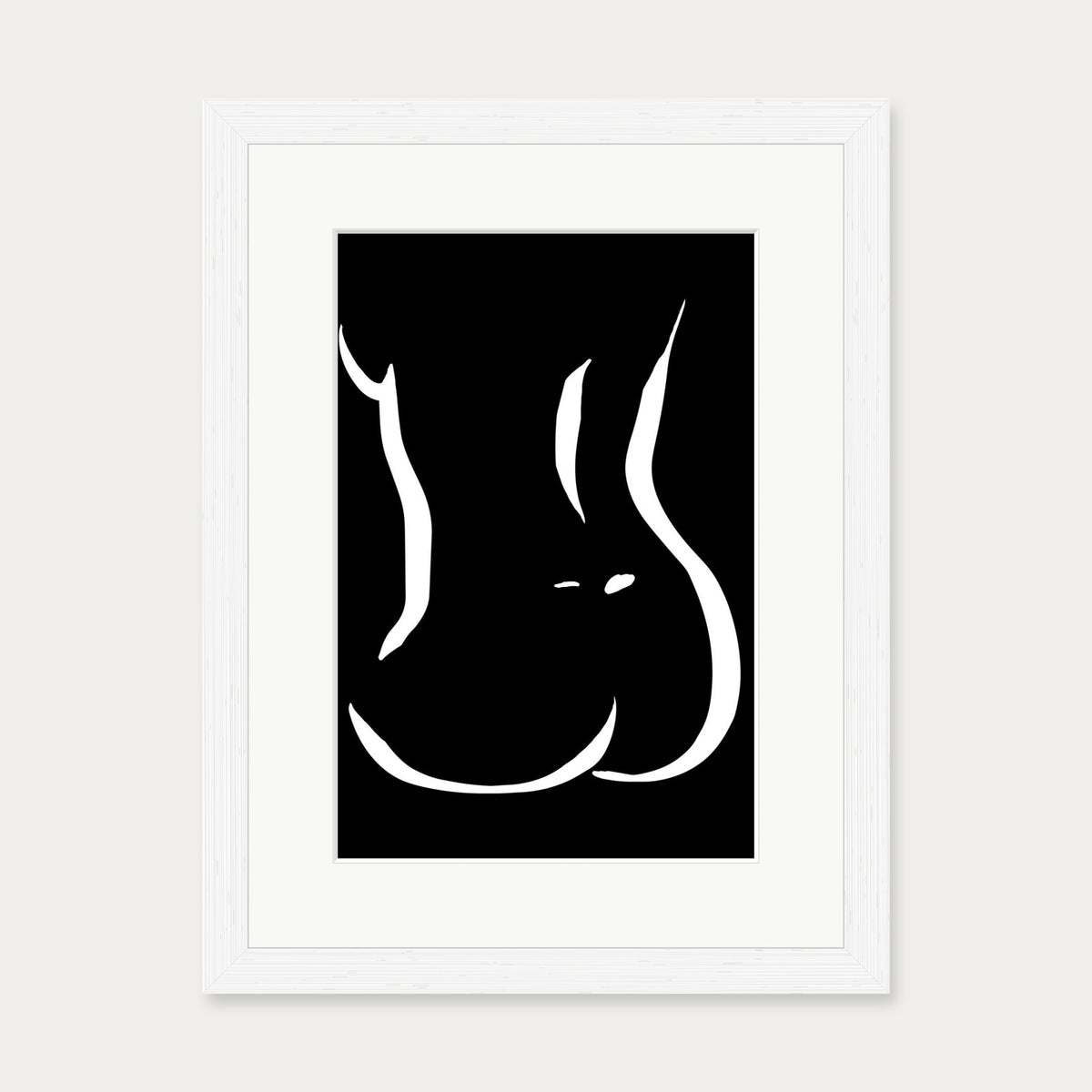 Lower Figure Line Art Print — 30 x 40 cm — White Frame