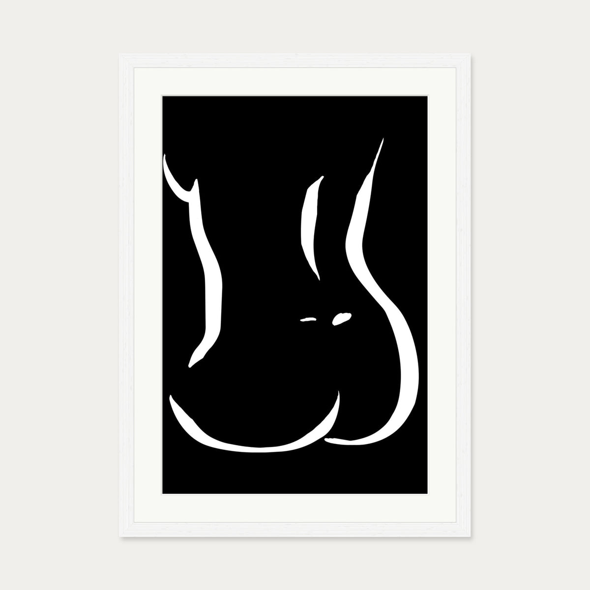 Lower Figure Line Art Print — 50 x 70 cm — White Frame