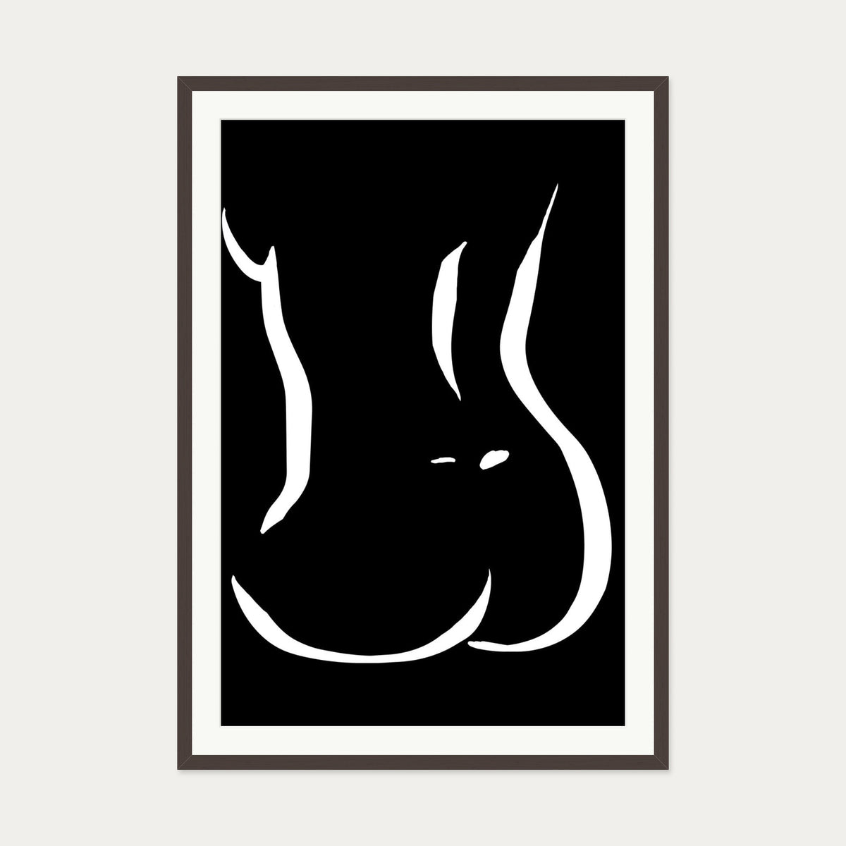 Lower Figure Line Art Print — 70 x 100 cm — Brown Frame