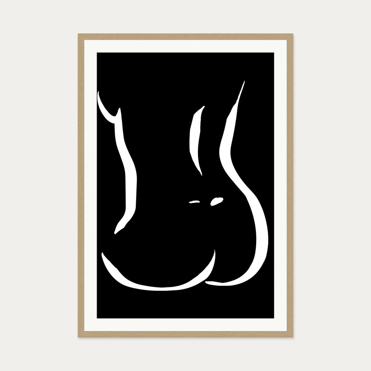 Lower Figure Line Art Print — 70 x 100 cm — Oak Frame