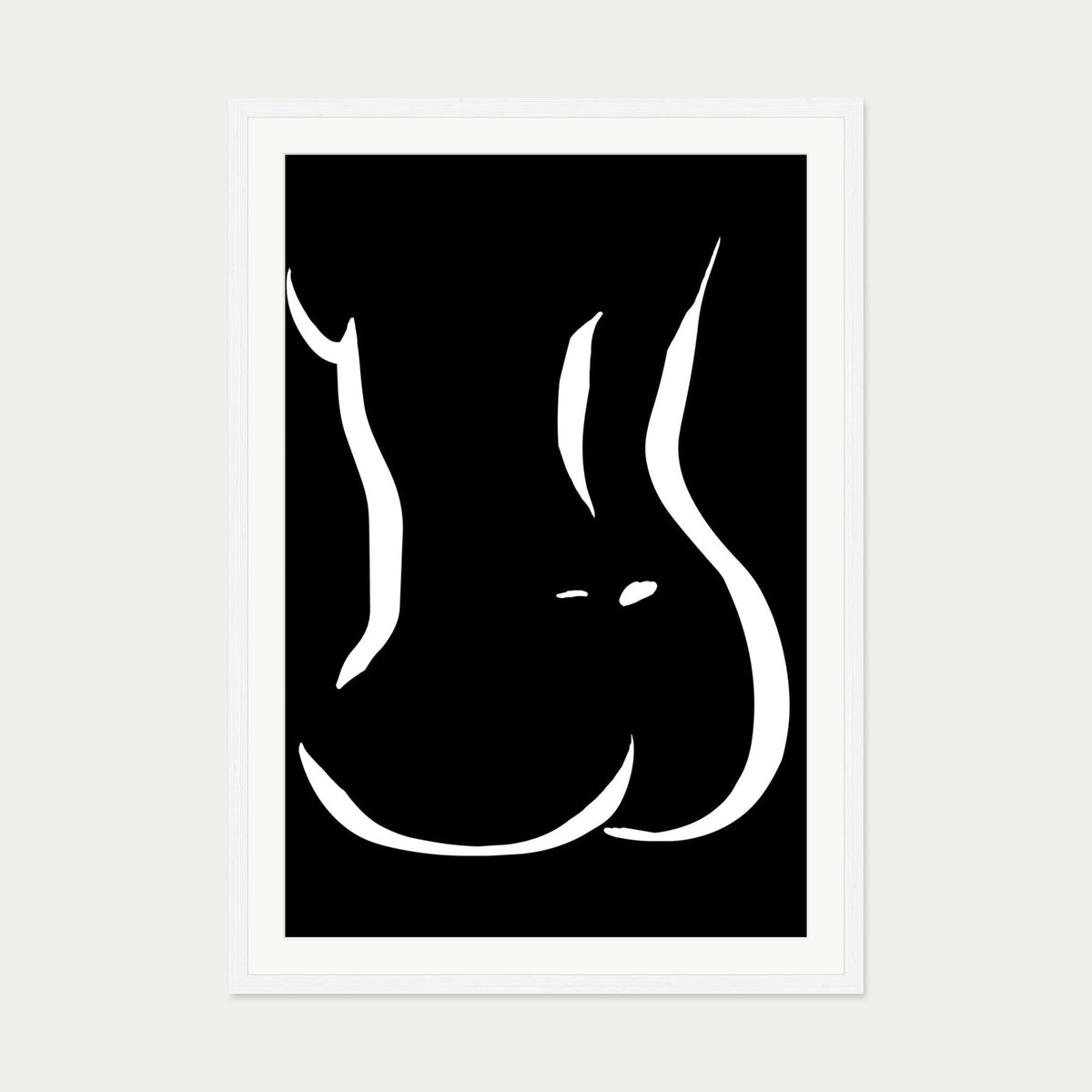 Lower Figure Line Art Print — 70 x 100 cm — White Frame