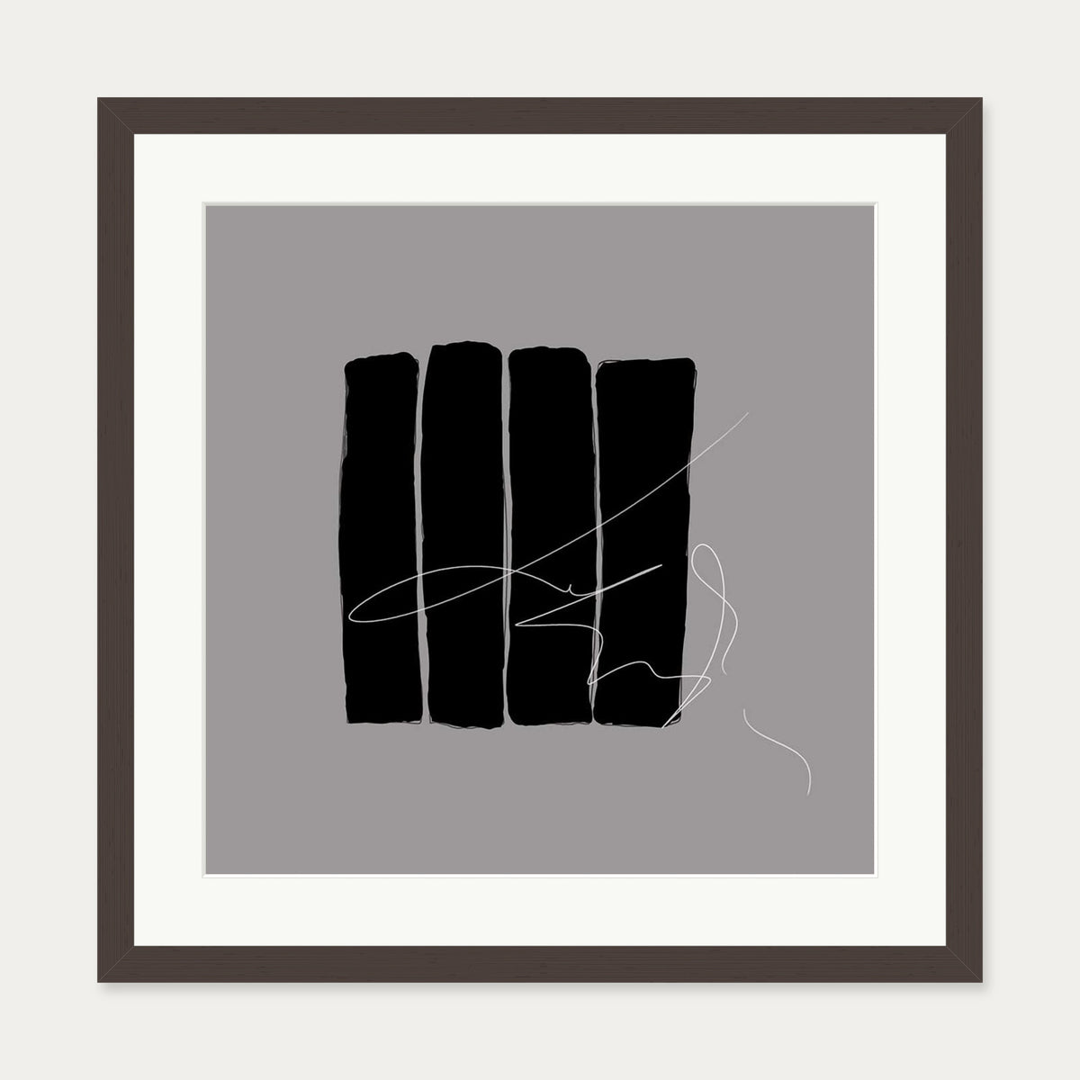 Lyrical Abstract I Art Print — 50 x 50 cm — Brown Frame