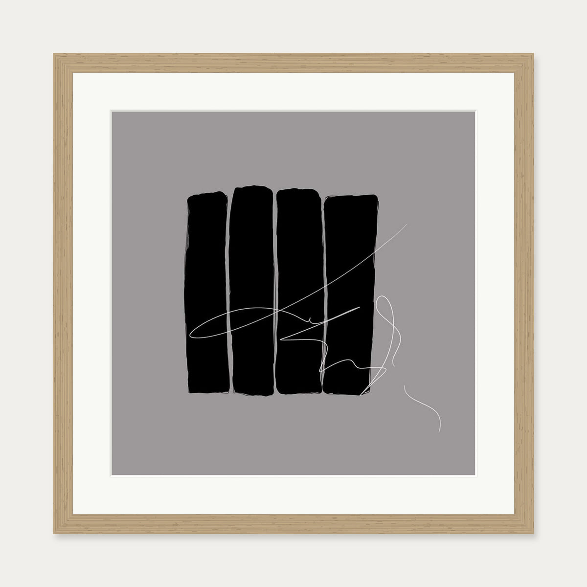 Lyrical Abstract I Art Print — 50 x 50 cm — Oak Frame