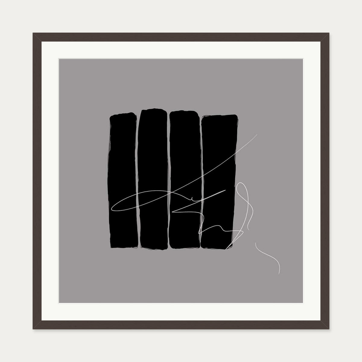 Lyrical Abstract I Art Print — 70 x 70 cm — Brown Frame