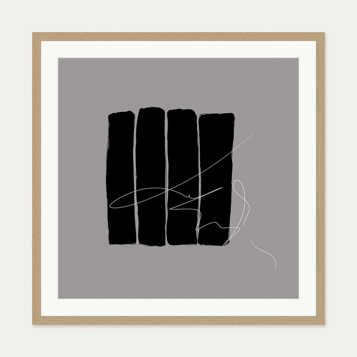 Lyrical Abstract I Art Print — 70 x 70 cm — Oak Frame