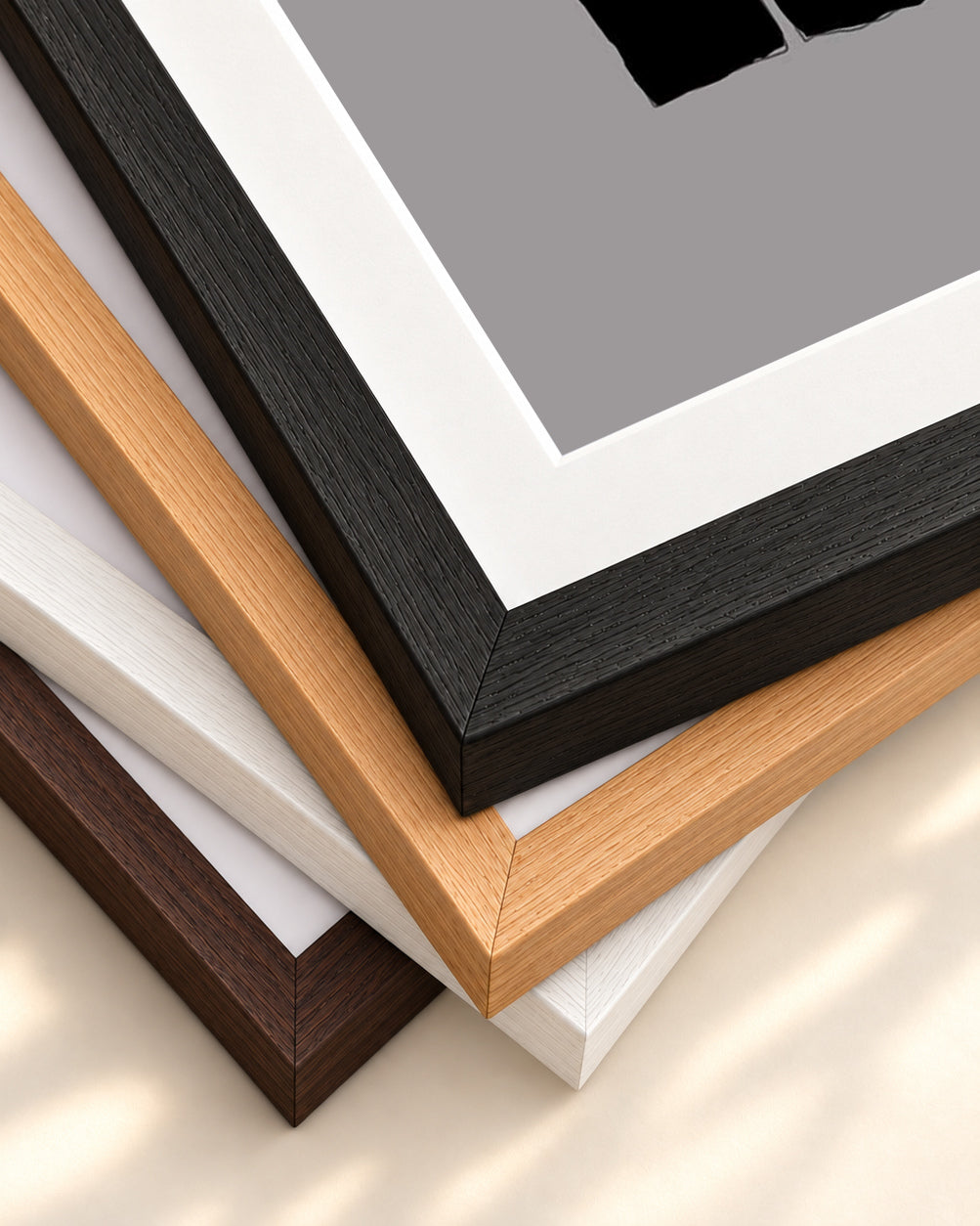 Lyrical Abstract I Art Print — framed print corner with 5 cm mount and bevel