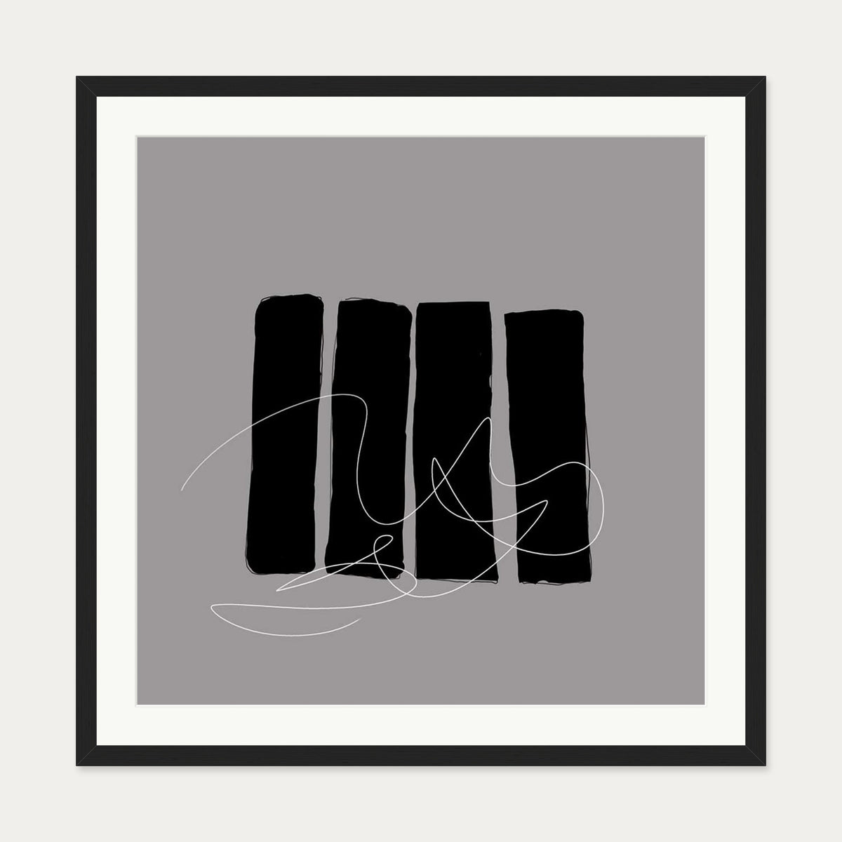 Lyrical Abstract II Art Print — 70 x 70 cm — Black Frame
