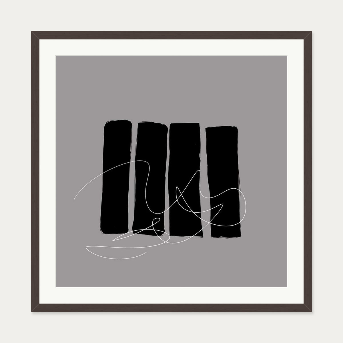 Lyrical Abstract II Art Print — 70 x 70 cm — Brown Frame