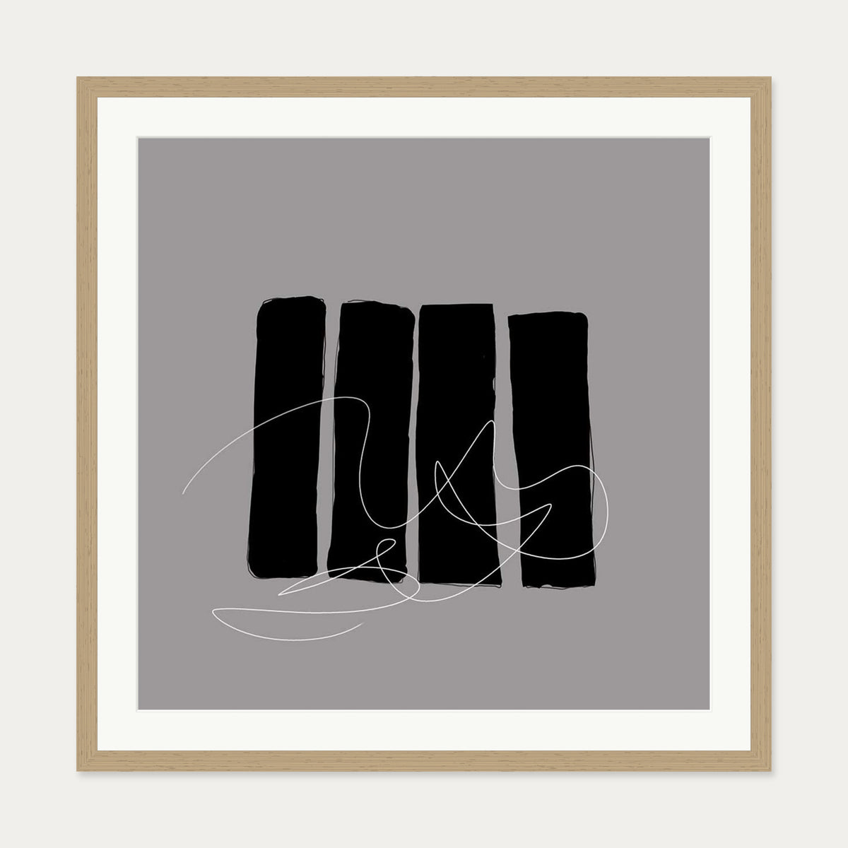 Lyrical Abstract II Art Print — 70 x 70 cm — Oak Frame