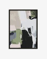 Framed abstract art print with a black border on a white background