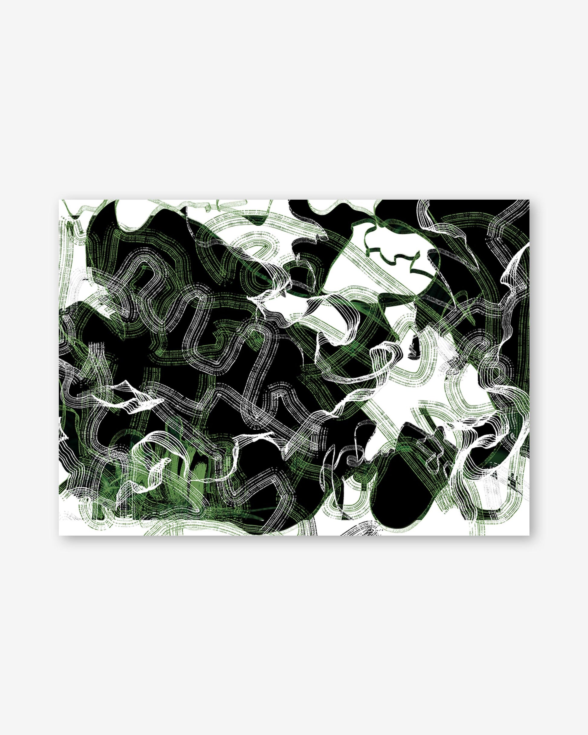 Abstract design with black and white patterns on a white background
