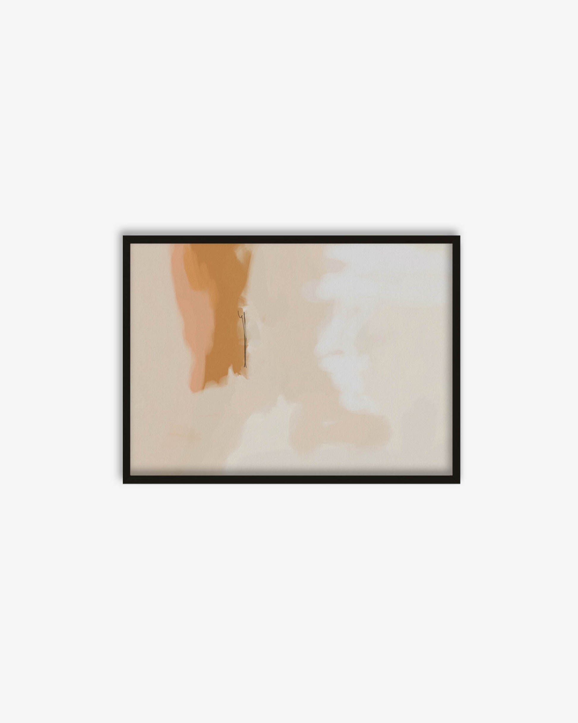 Framed abstract art with soft colors on a white background