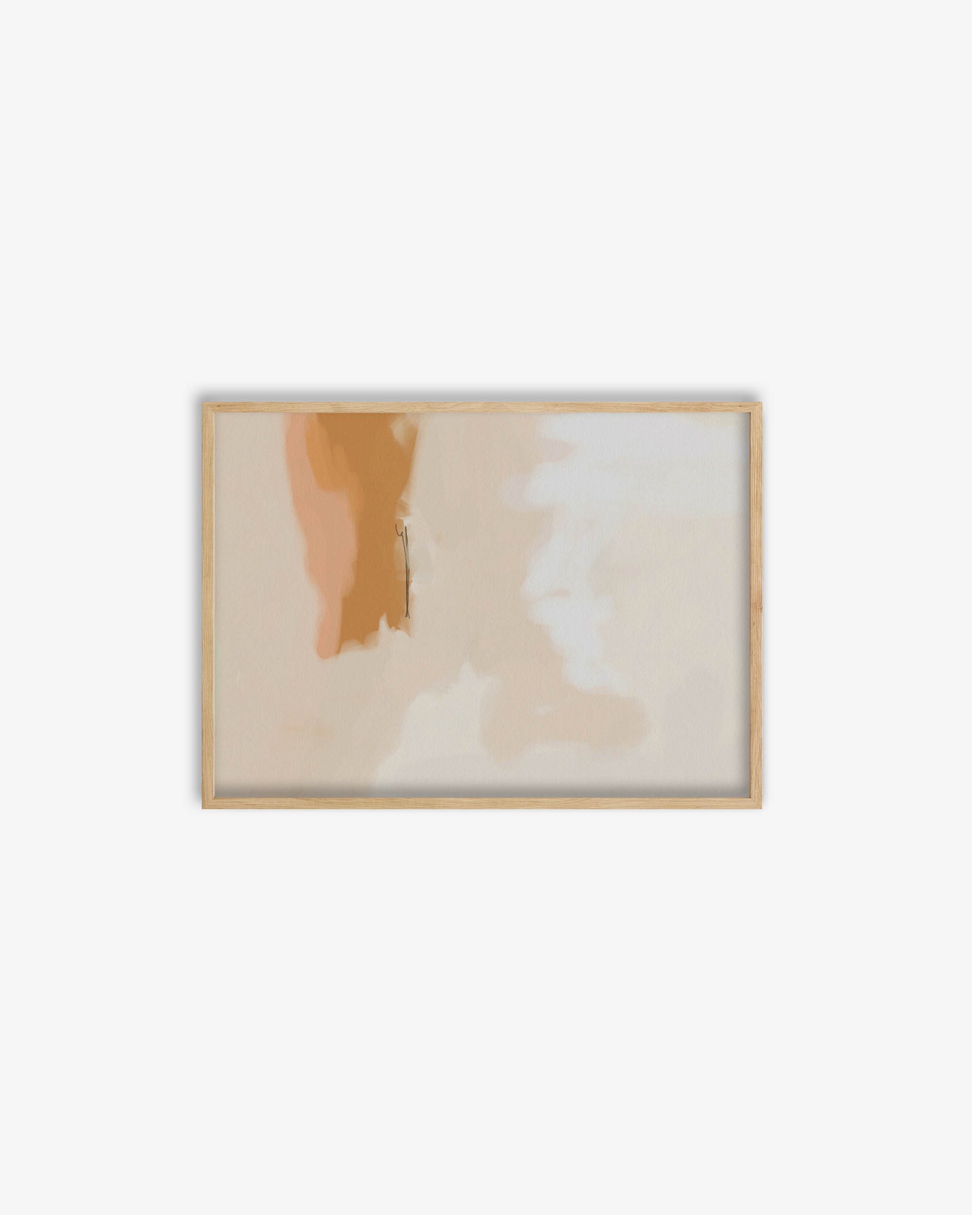 Framed abstract art with soft colors on a white background