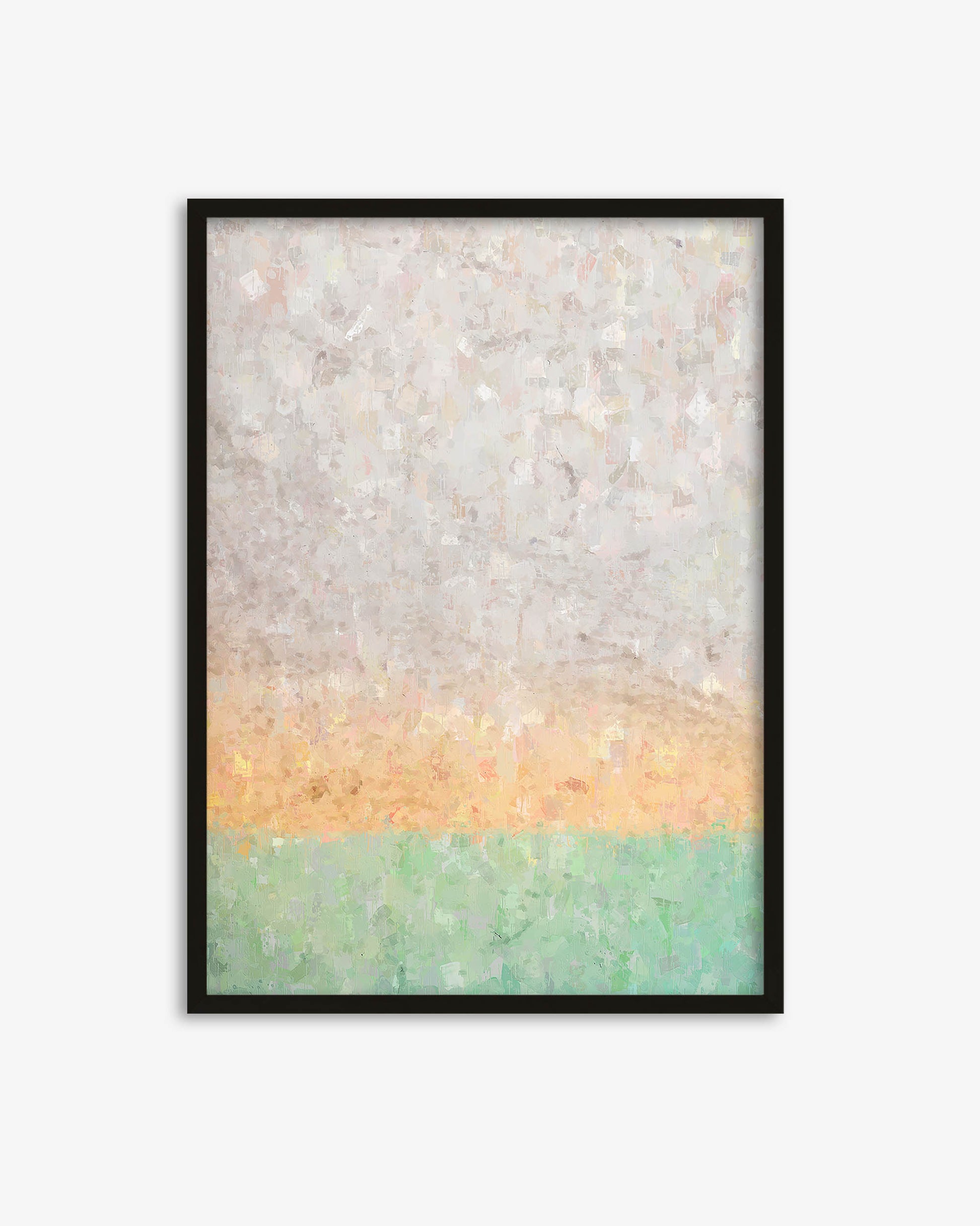 Framed abstract art with a gradient of colors on a white background