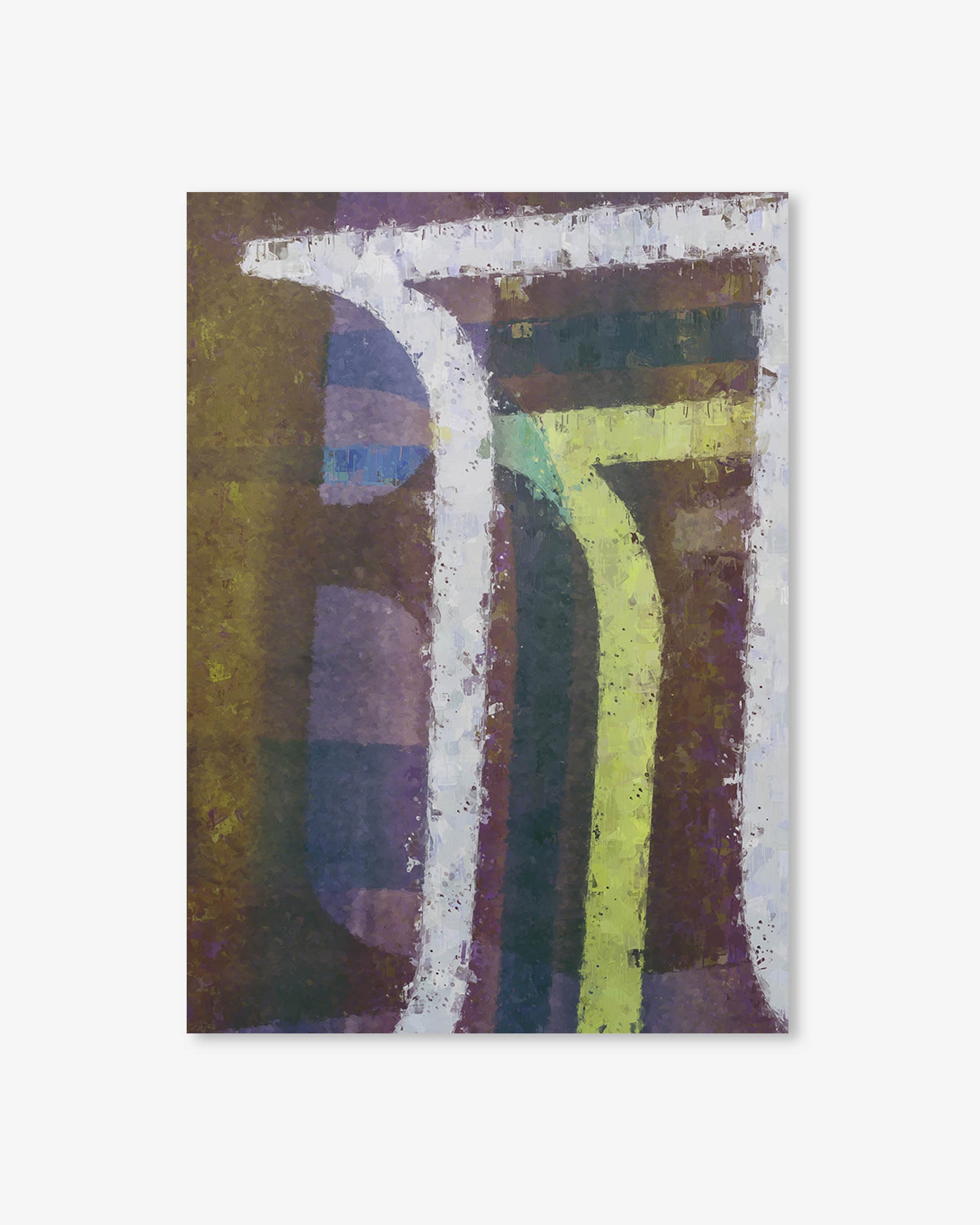 Abstract art piece with geometric shapes on a textured surface