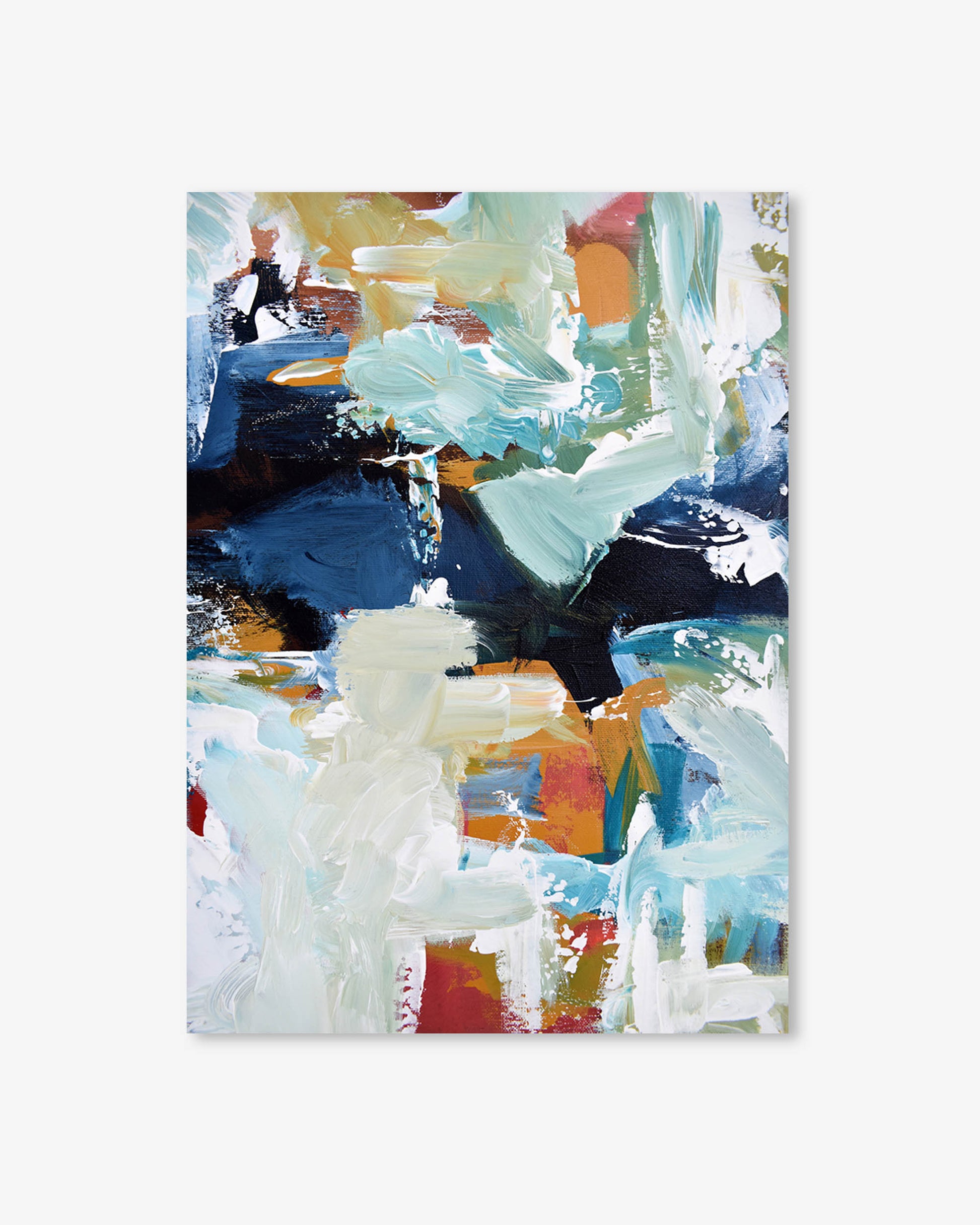 Abstract art print with a colorful abstract design on a white background