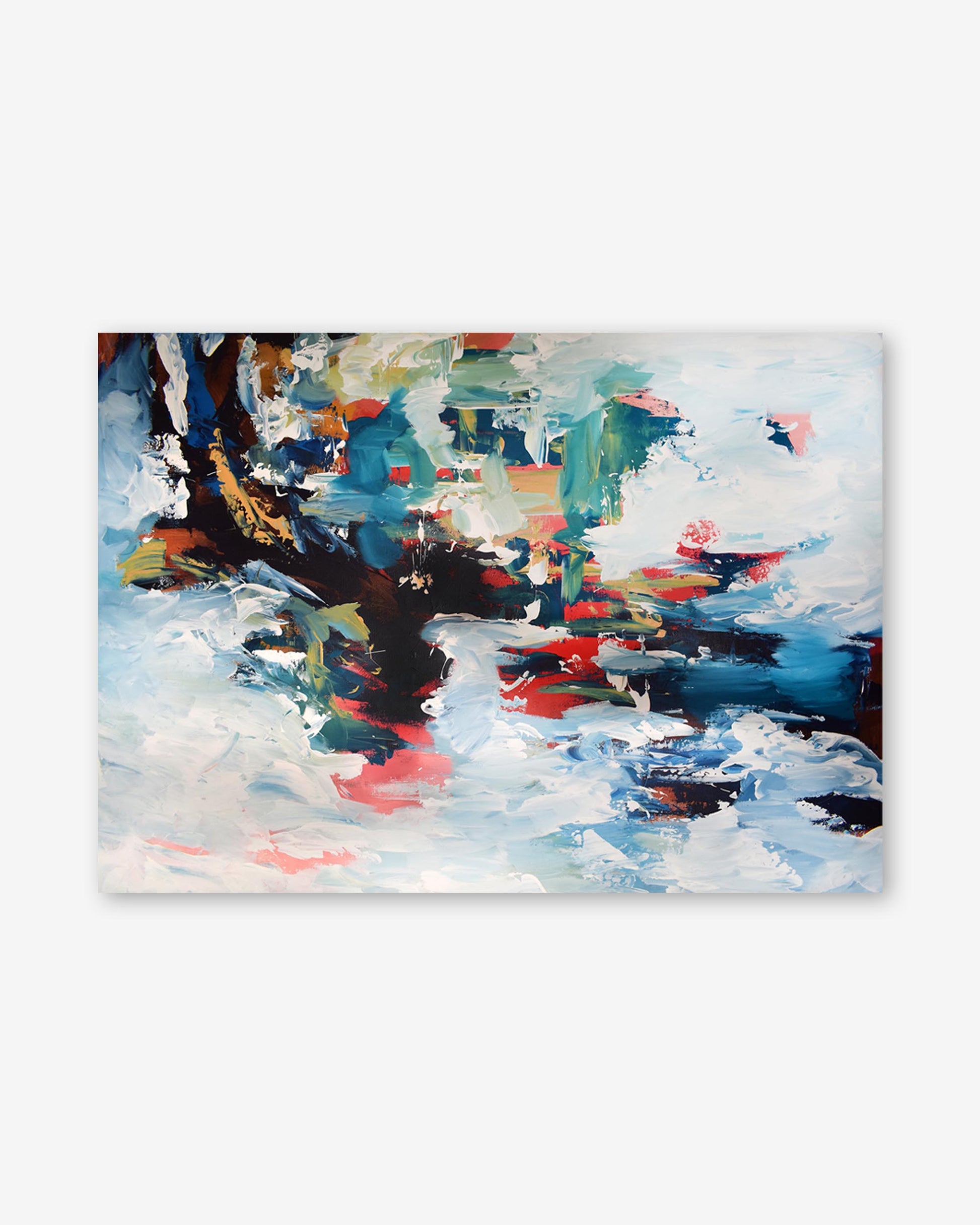 Abstract painting with multicolors on a white background