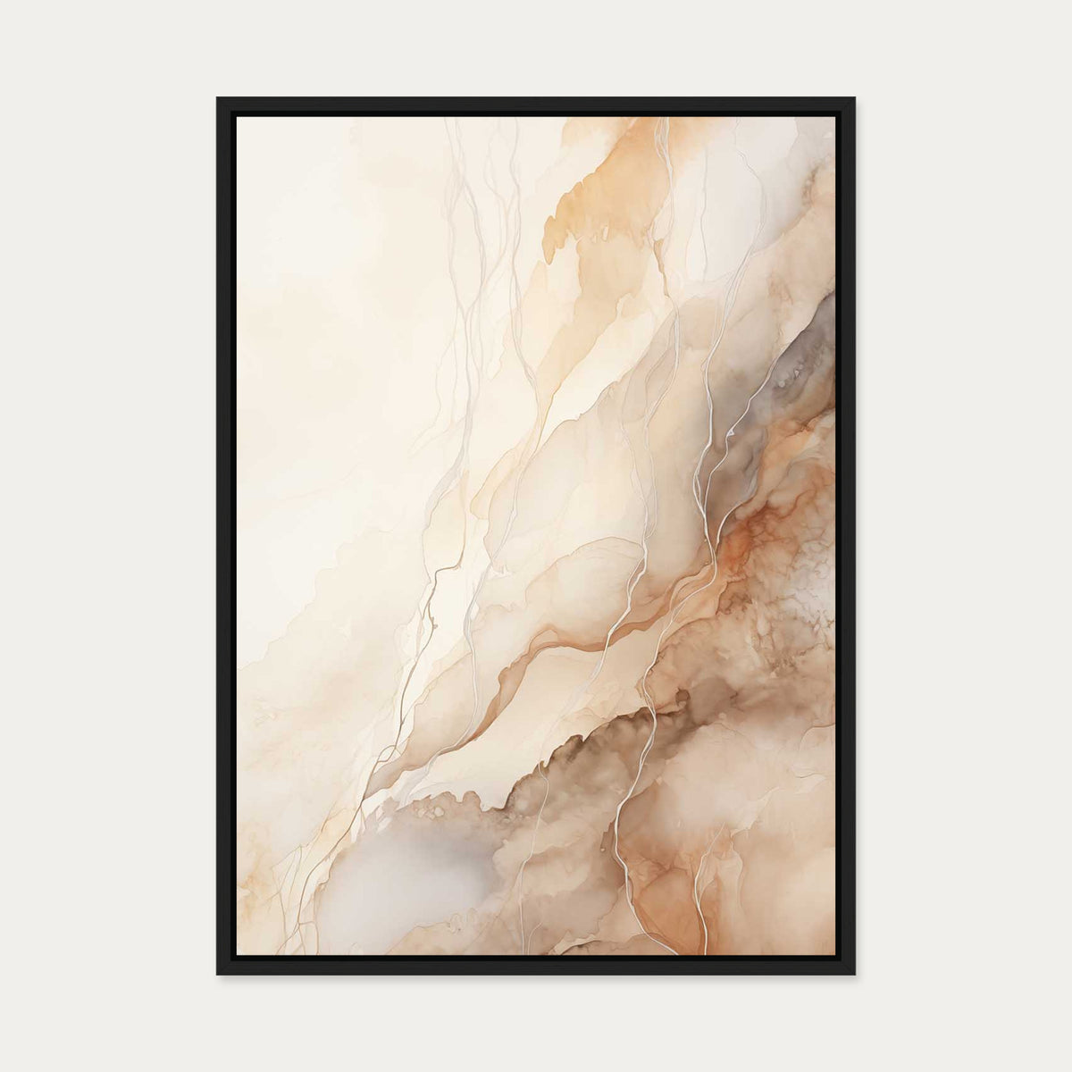 Marble Beige Canvas Art — 50 x 70 cm — Black Frame