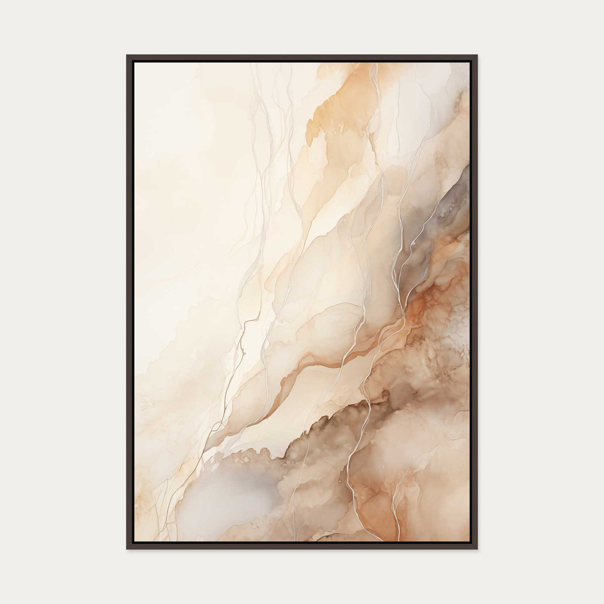 Marble Beige Canvas Art — 70 x 100 cm — Brown Frame