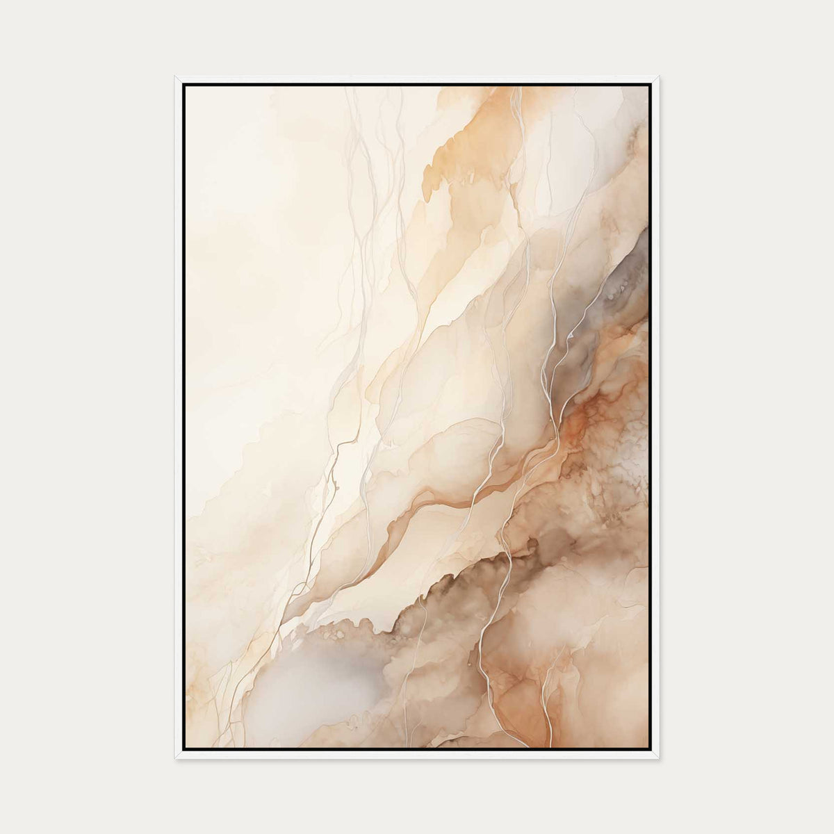 Marble Beige Canvas Art — 70 x 100 cm — White Frame