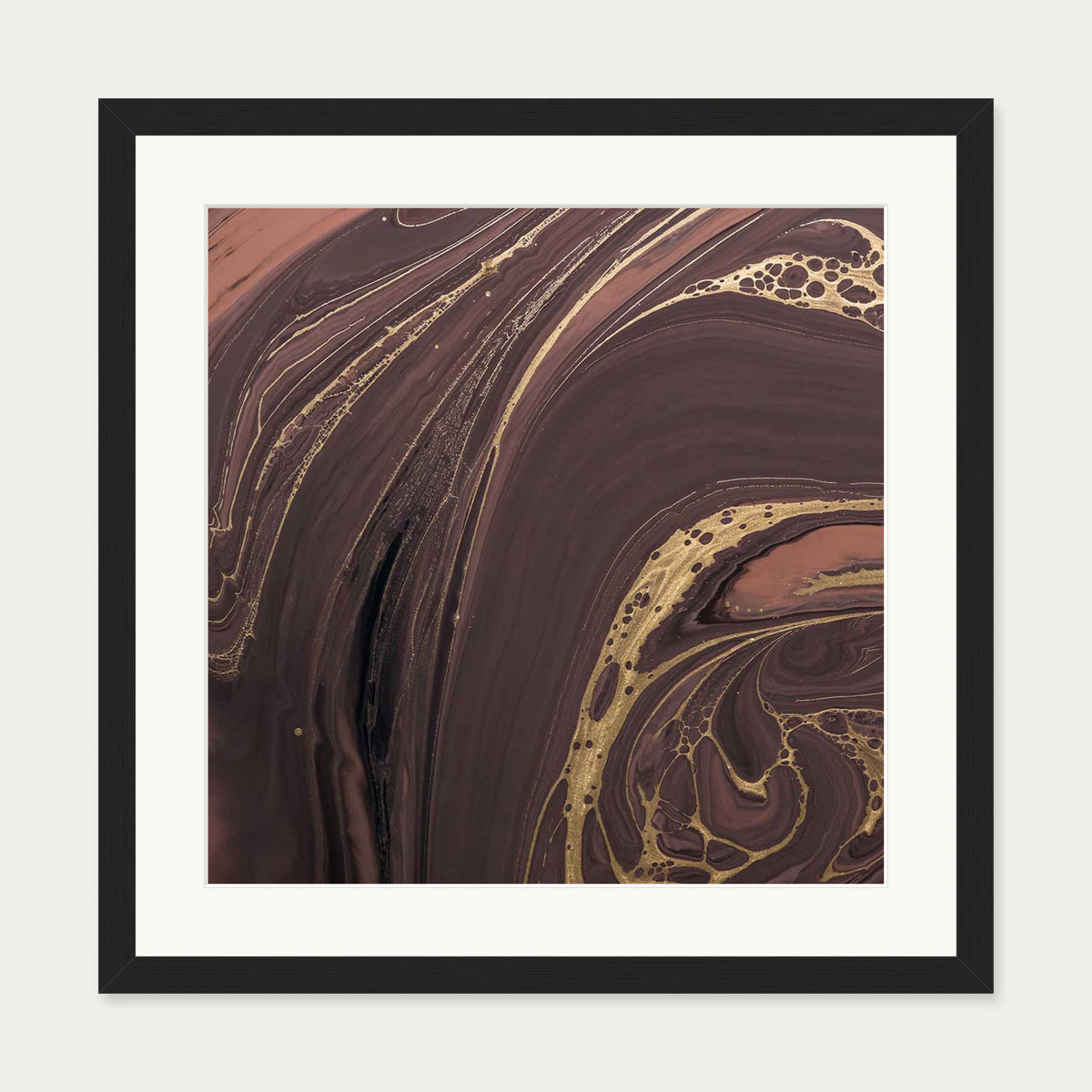 Marble Coco Art Print — 50 x 50 cm — Black Frame