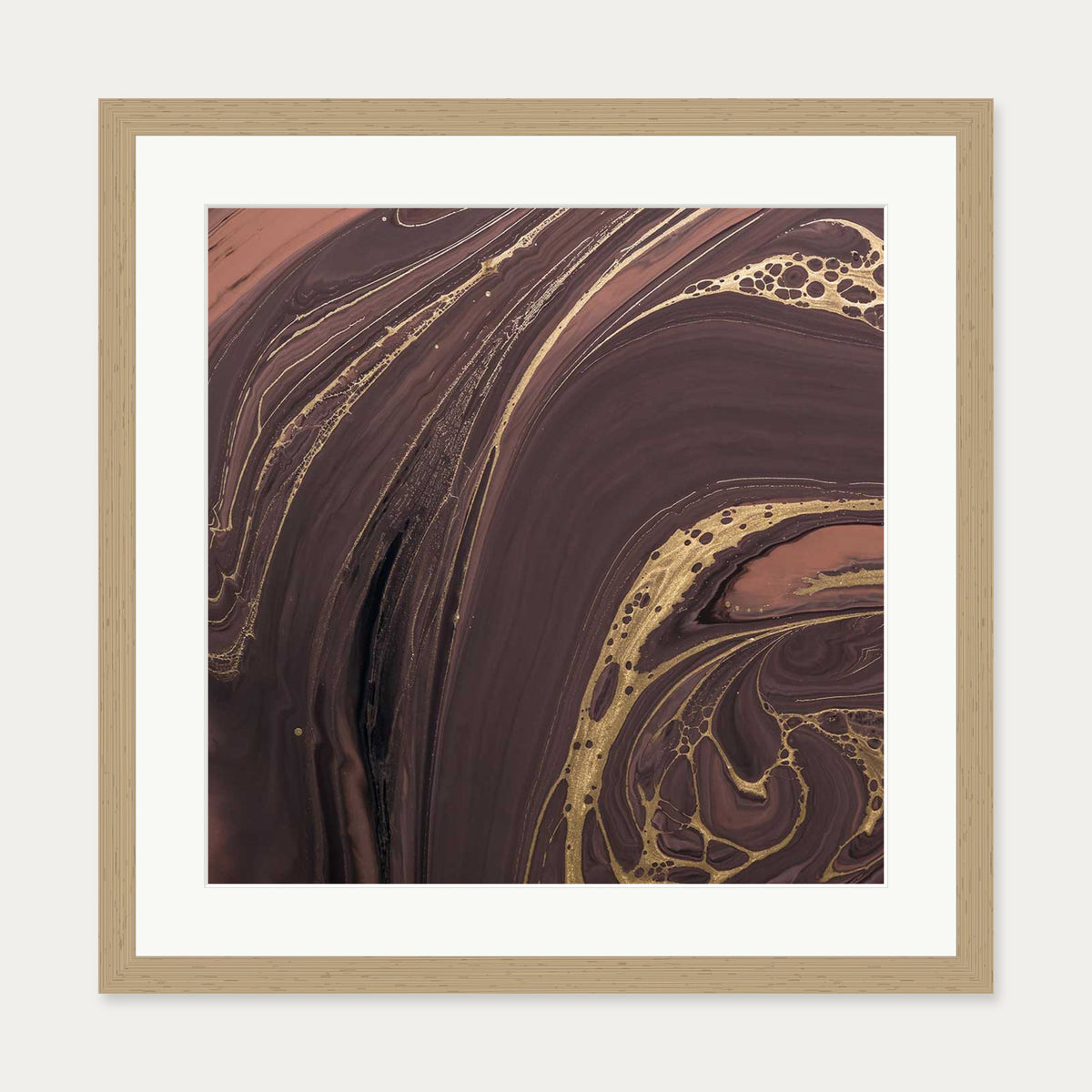 Marble Coco Art Print — 50 x 50 cm — Oak Frame