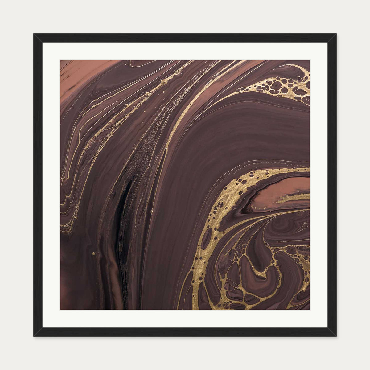 Marble Coco Art Print — 70 x 70 cm — Black Frame