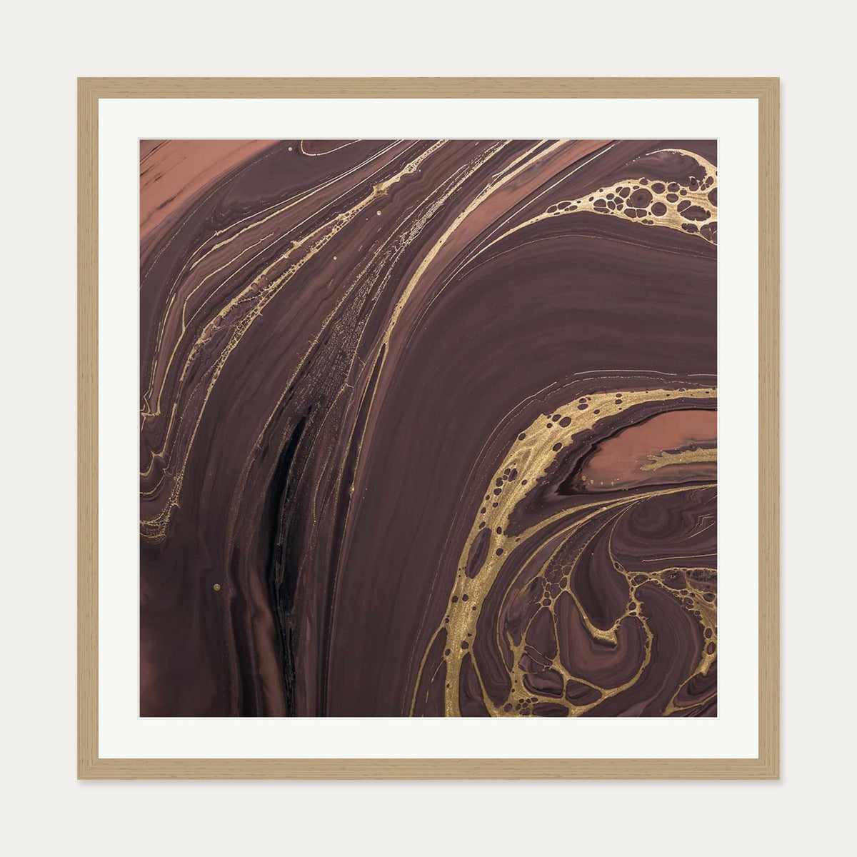 Marble Coco Art Print — 70 x 70 cm — Oak Frame