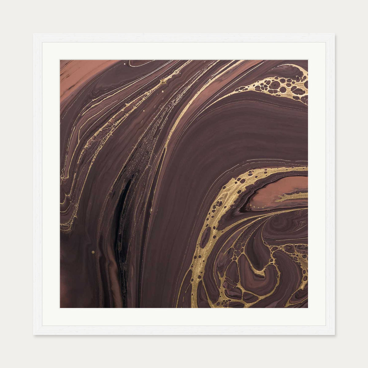 Marble Coco Art Print — 70 x 70 cm — White Frame